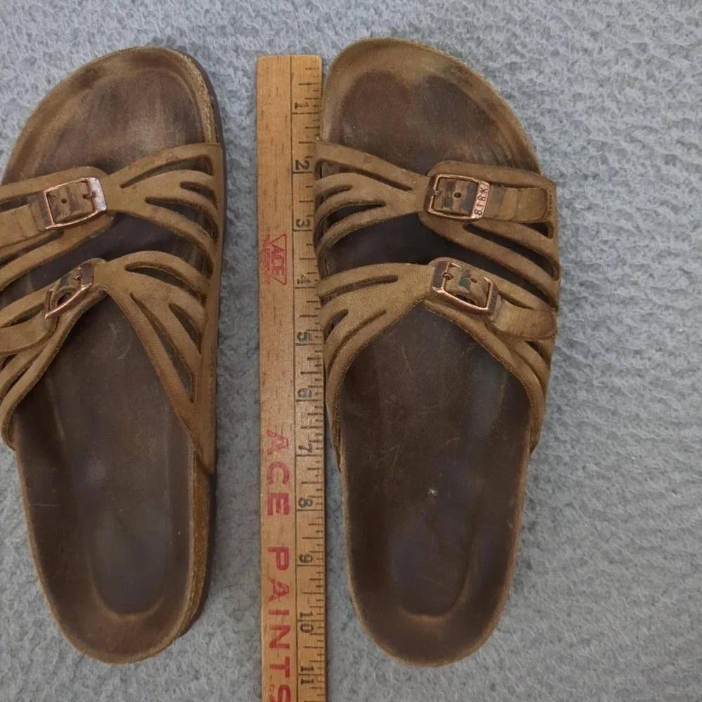 Birkenstock Sandals Womens Size 8 Brown Suede Slide Comfort Strappy Footbed